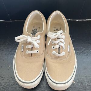 Vans Beige Canvas Lace-Up Sneakers
